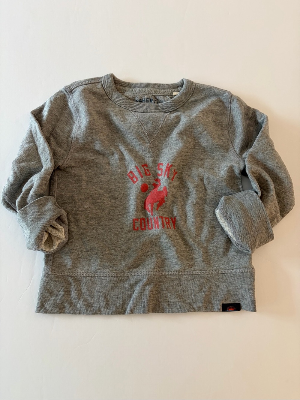 Faherty Kids Gray Pullover Crewneck with Graphic Cowboy Boys Size 5 100% Cotton